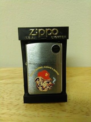 Zippo Usmc Lighter Rare - Once A Marine Always A Marine,  Polished Chrome
