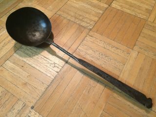 18th Century Lg Size Iron Hearth Ladle Extra Iron Work To Handle Well Made
