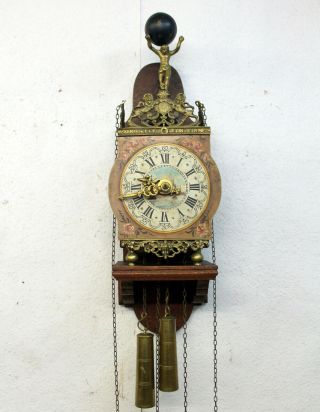 Old Wall Clock Dutch Stultyen Stool Clock Stoelklok Rare Piece