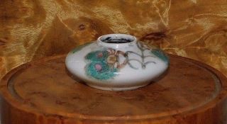 Antique Chinese Porcelain Brush Washer,  Hand Painted Enamel Crabs & Rice Shaft