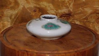 Antique Chinese Porcelain Brush Washer,  Hand Painted Enamel Crabs & Rice Shaft 3