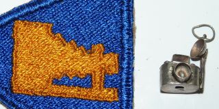 Ww2 Us Army Camera Photography Military Embroider Patch & Sterling Charm B3