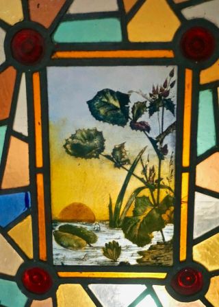 English Victorian Stained Glass Window Painted Landscape Aesthetic Movement 1875 7