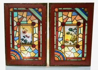 English Victorian Stained Glass Window Painted Landscape Aesthetic Movement 1875 8