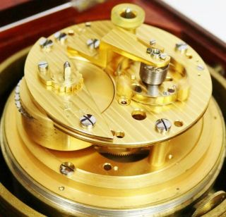 Antique Russian 2 Day Marine Chronometer In Mahogany & Brass Bound Case 10