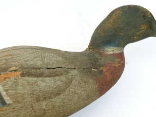 Antique Wood Carved Wooden Duck Decoy by Downeast Sportscraft Painted Mallard 3