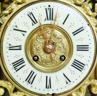 Rare Quality Antique French 8 Day Pierced Bronze Ormolu Ornate Cartel Wall Clock 9