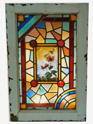 Aesthetic Movement English Stained Glass Window Kiln Fired Painted Landscape 2