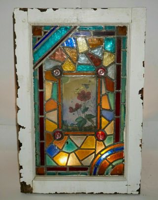 Aesthetic Movement English Stained Glass Window Kiln Fired Painted Landscape 3