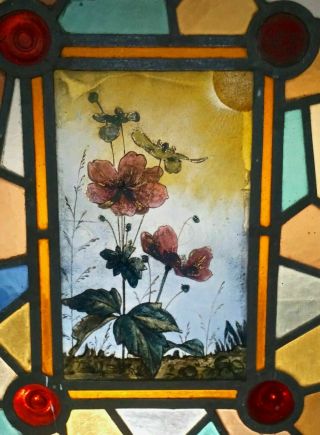 Aesthetic Movement English Stained Glass Window Kiln Fired Painted Landscape 4