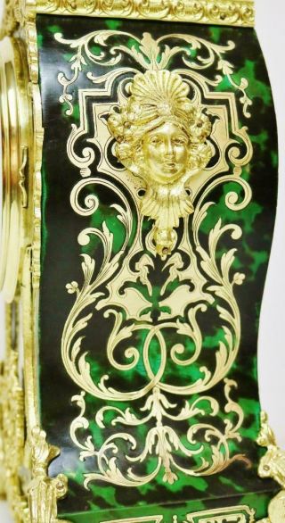 Rare Antique French Ormolu Inlaid Boulle 8 Day Green Shell Bracket Mantel Clock 7