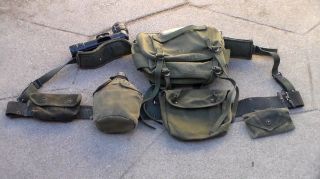 Us Vietnam War Era M1956 Belt Suspender Set Backpack & Canteen & Shotgun Pouch