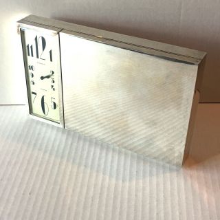 Rare Antique Gubelin Chrome Box Clock Flat Art Deco Lucerne Swiss Scarce Vtg 2