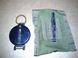 Vintage US Army Lensatic Compass W.  & L.  E.  Gurley WWII Canvas Belt Bag 11