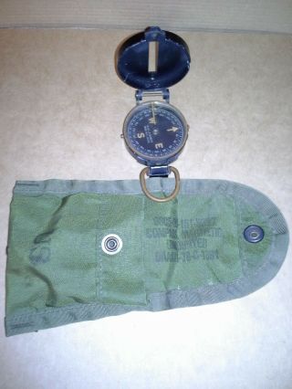 Vintage US Army Lensatic Compass W.  & L.  E.  Gurley WWII Canvas Belt Bag 6