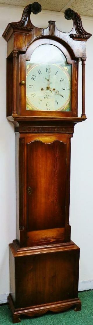 Antique 19thC English 8 Day Bell Striking Longcase Grandfather Clock 2