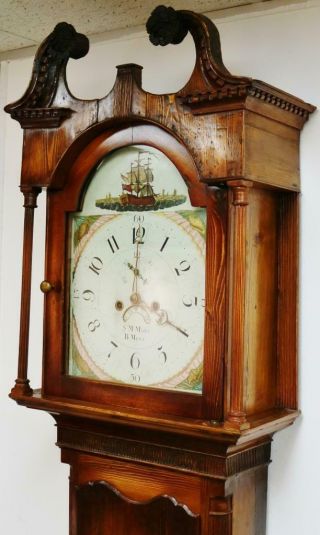Antique 19thC English 8 Day Bell Striking Longcase Grandfather Clock 4