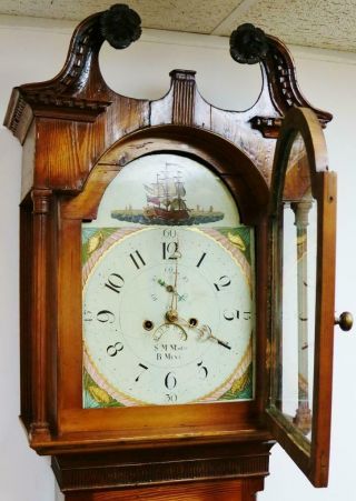 Antique 19thC English 8 Day Bell Striking Longcase Grandfather Clock 7