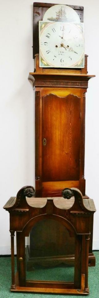 Antique 19thC English 8 Day Bell Striking Longcase Grandfather Clock 9