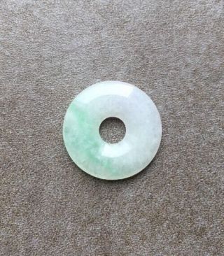 Vintage Natural Authentic Apple Green Jadeite Ping An Kou Donut Pendant