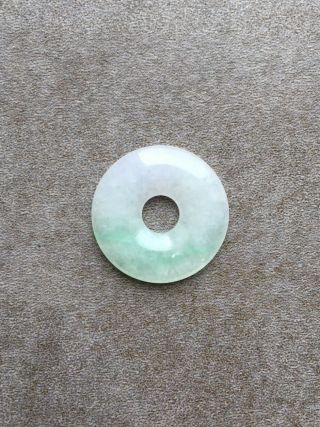 Vintage Natural Authentic Apple Green Jadeite Ping An Kou Donut Pendant 2