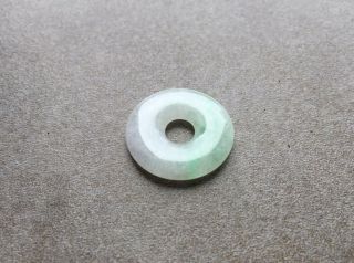 Vintage Natural Authentic Apple Green Jadeite Ping An Kou Donut Pendant 5