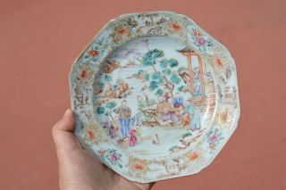 18C Qianlong Chinese Export Famille Rose Porcelain Dish Plate Mandarin Figure 3