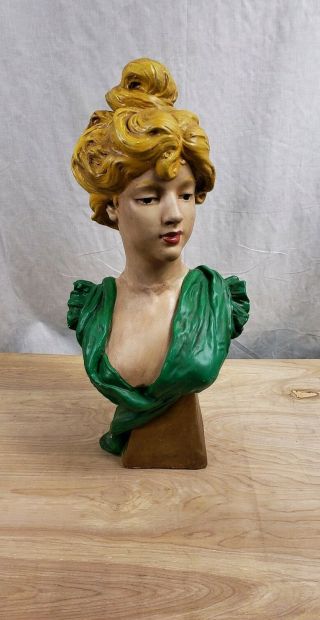 Antique Chalkware Bust Large 25 " Tall
