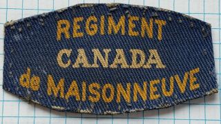 Ww2 Canadian Le Regiment De Maisonneuve Printed Shoulder Title