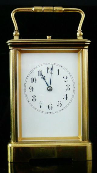 Large Antique Brass Repeater Carriage Clock With Case C.  1900