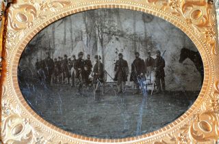 1/4 Plate Tintype Of Civil War Camp Scene