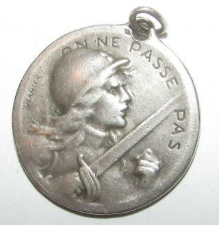 Ww 1 Silver 1916 Battle Of Verdun Medal By S.  E.  Vernier France