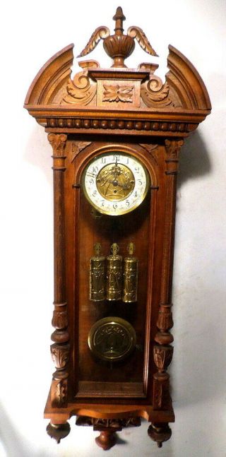 Gustav Becker German Grand Sonnerie 3 Weight Driven Regulator Wall Clock - 1890