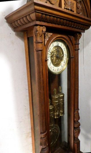 Gustav Becker German GRAND SONNERIE 3 Weight Driven Regulator Wall Clock - 1890 3