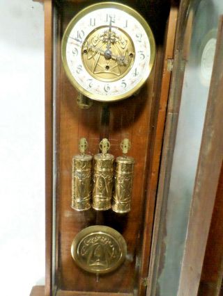 Gustav Becker German GRAND SONNERIE 3 Weight Driven Regulator Wall Clock - 1890 6