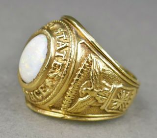 Vtg Vietnam War Era Us Army Air Force Gold Vermeil Sterling Silver & Opal Ring