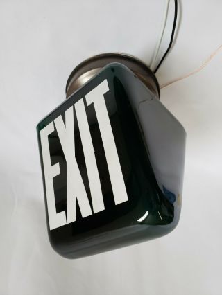 Vintage Perfectlite Art Deco Exit Sign,  Rare Heavy Green Glass Globe
