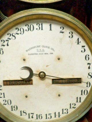 Waterbury 43 Double Dial Calendar Shelf Clock - - With 2 Labels 5