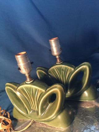 Art Deco Ceramic Mid - Century Modern Lamps - green Cat ' s eyes 2