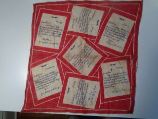 Vintage Wwii Usaaf 13 - Inch Square Handkerchief " Sweetheart Letters " Circa 1943