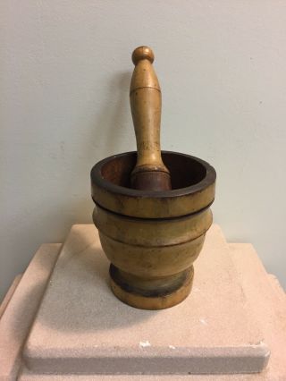 Antique Wood Mortar and Pestle Apothecary Pharmacy 2