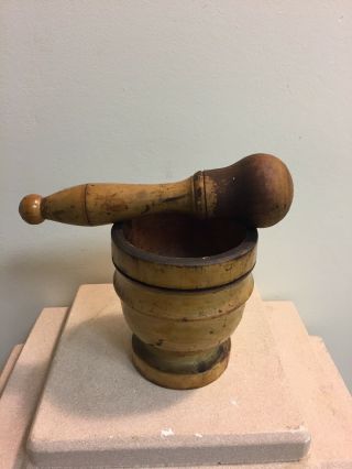 Antique Wood Mortar and Pestle Apothecary Pharmacy 5