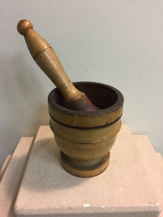 Antique Wood Mortar and Pestle Apothecary Pharmacy 8
