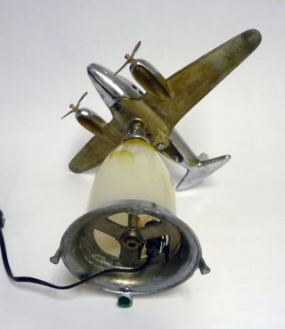 Vintage 1930s Art Deco Metalcraft DC - 3 Airplane A438 Table Light Night Light 12