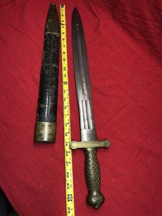 Civil War AMES ARTILLERY SHORT SWORD 1832 MODEL DATED 1835W/ORIGINAL SHEATH 7