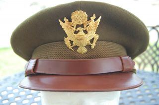 Ww2 U.  S.  Army Or Air Corps Officer Visor Cap Hat