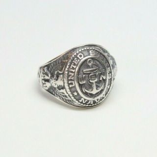Vintage Us Navy Sterling Silver Class Ring - Outstanding Quality And Finish