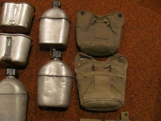WWII US Army M - 1910 canteens 2 cups 5 covers,  canvas water bucket,  gaskets,  caps 3