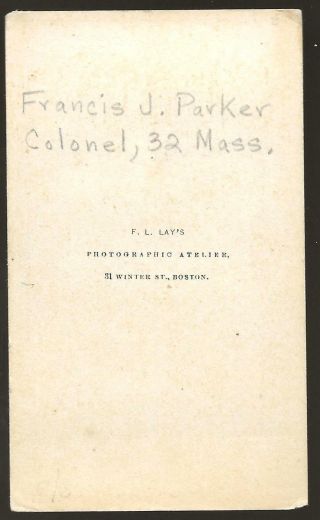 Civil War CDV of Colonel Francis J Parker 32nd Massachusetts Volunteers 2