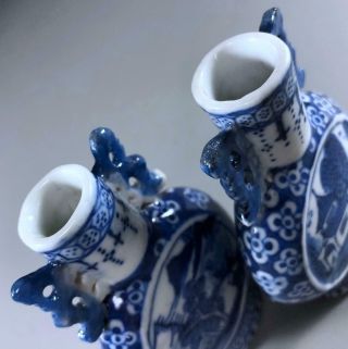 Pair antique Chinese porcelain MOON VASES 19th century Blue & White 5